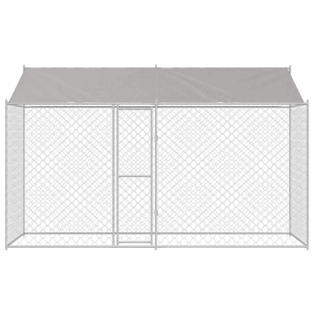 vidaXL Hundekäfig Silber 400 x 200 x 256 cm Verzinkter Stahl - Image 3