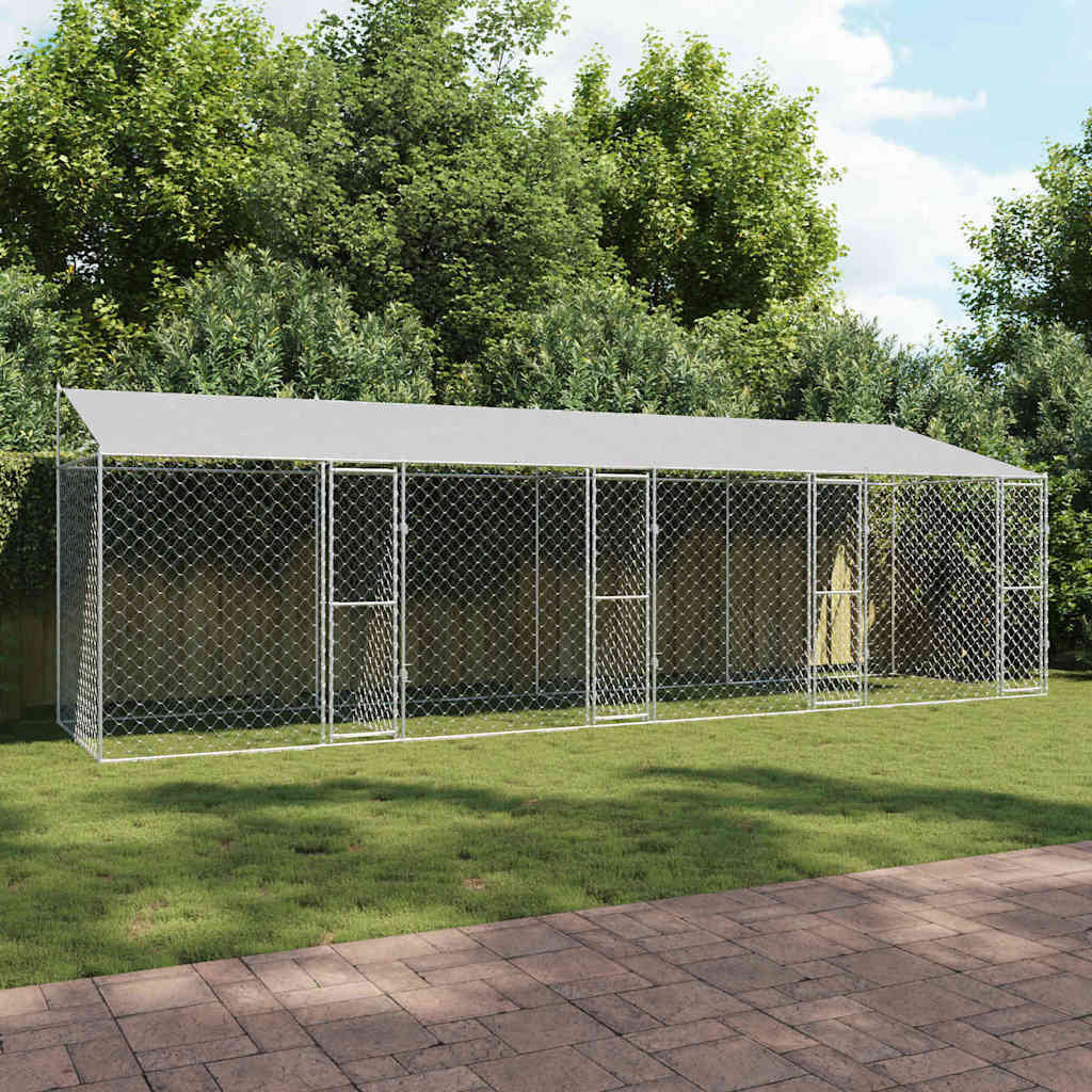 vidaXL Hundekäfig Silber 800 x 200 x 256 cm Verzinkter Stahl