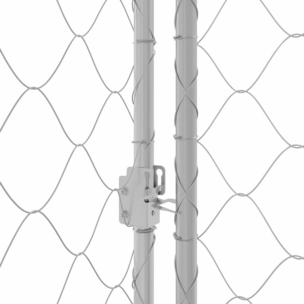 vidaXL Hundekäfig Silber 400 x 200 x 256 cm Verzinkter Stahl - Image 6