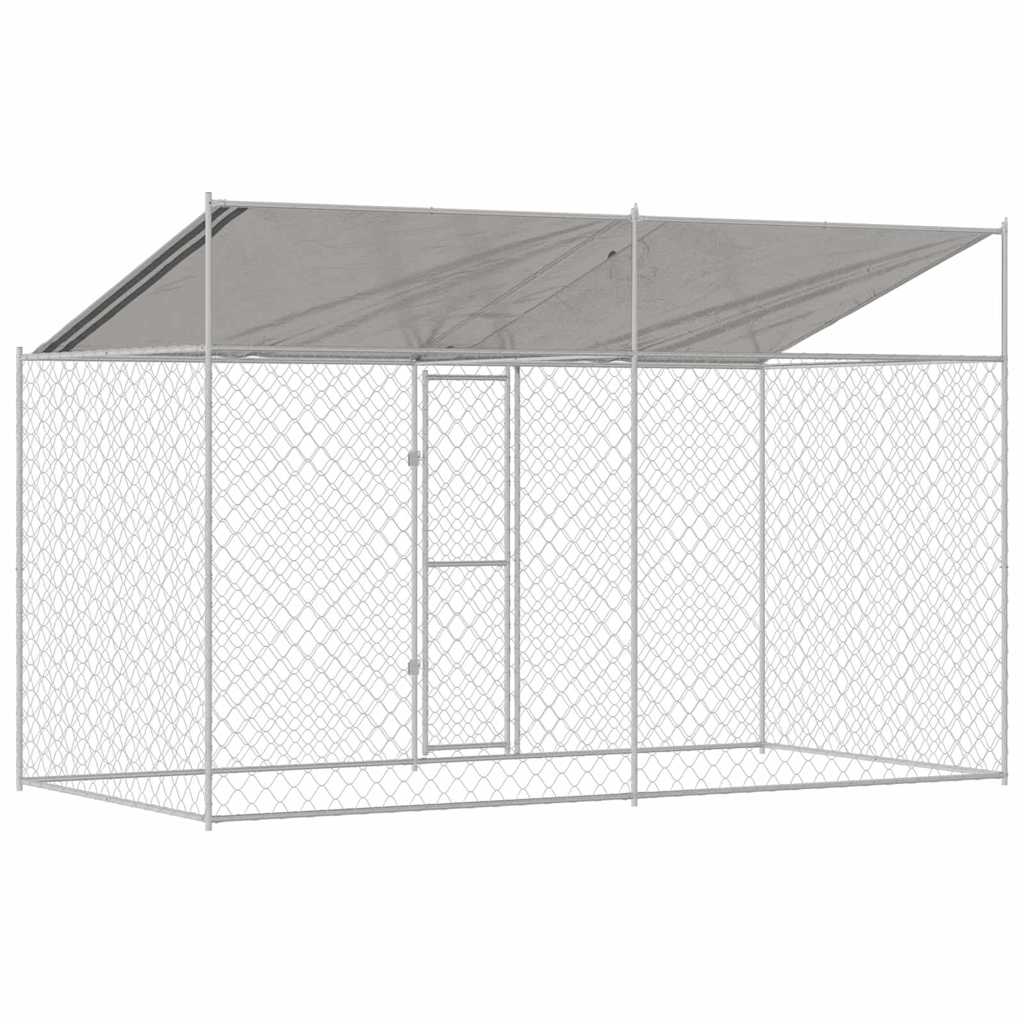vidaXL Hundekäfig Silber 400 x 200 x 256 cm Verzinkter Stahl - Image 5