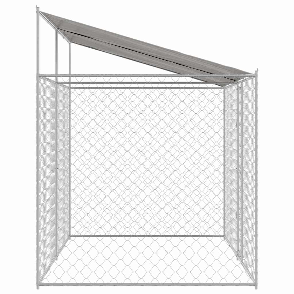 vidaXL Hundekäfig Silber 400 x 200 x 256 cm Verzinkter Stahl - Image 4