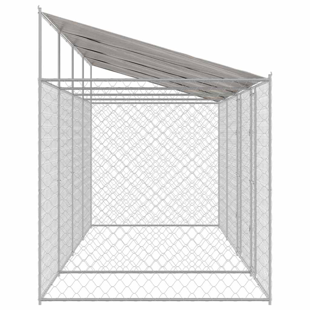 vidaXL Hundekäfig Silber 800 x 200 x 256 cm Verzinkter Stahl - Image 4