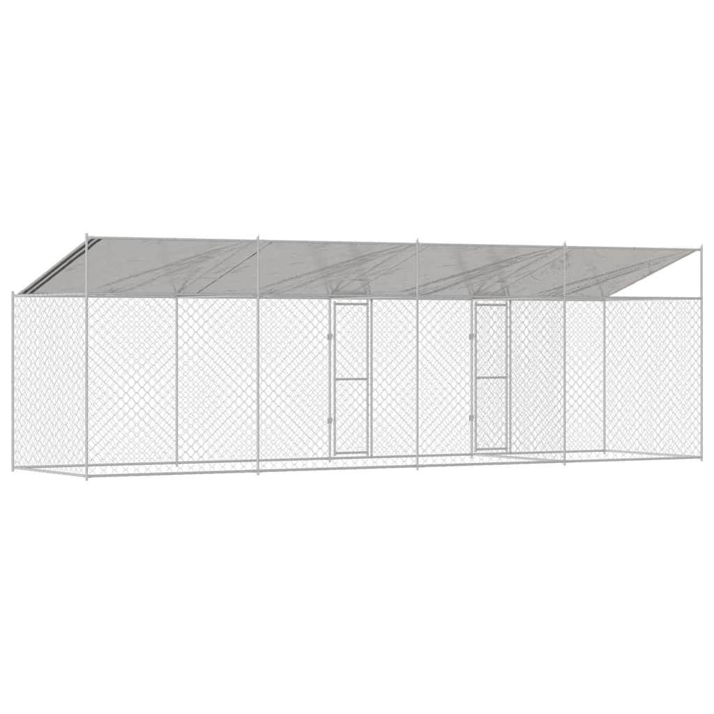 vidaXL Hundekäfig Silber 800 x 200 x 256 cm Verzinkter Stahl - Image 5