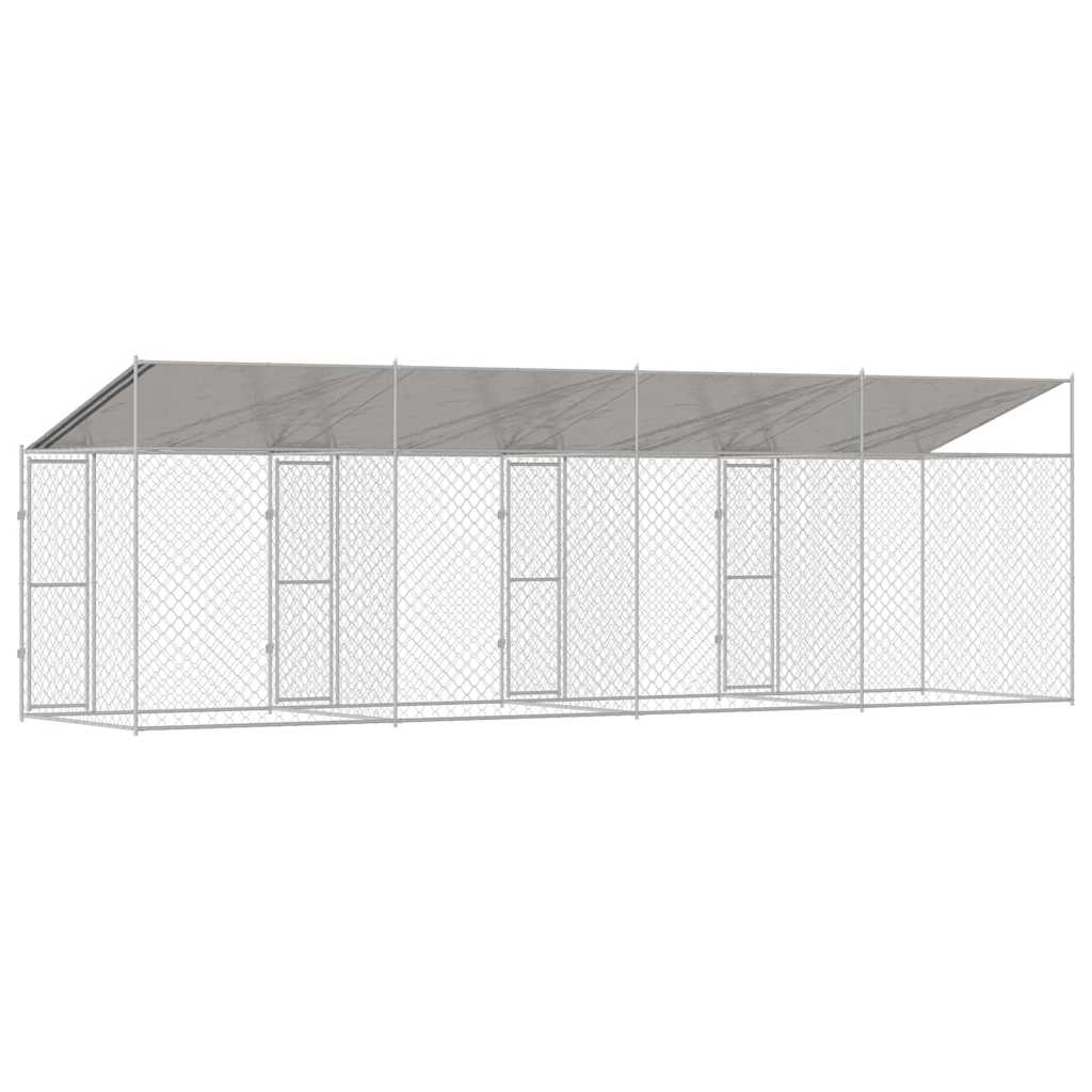 vidaXL Hundekäfig Silber 800 x 200 x 256 cm Verzinkter Stahl - Image 5