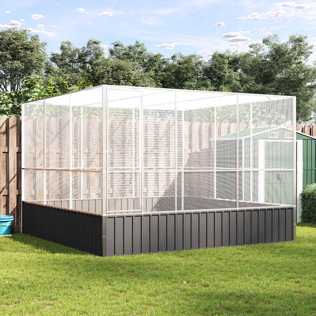 vidaXL Voliere Silbern 311x307x212 cm Stahl - Image 3