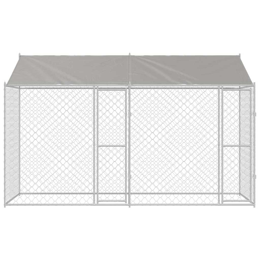 vidaXL Hundekäfig Silber 400 x 200 x 256 cm Verzinkter Stahl - Image 3