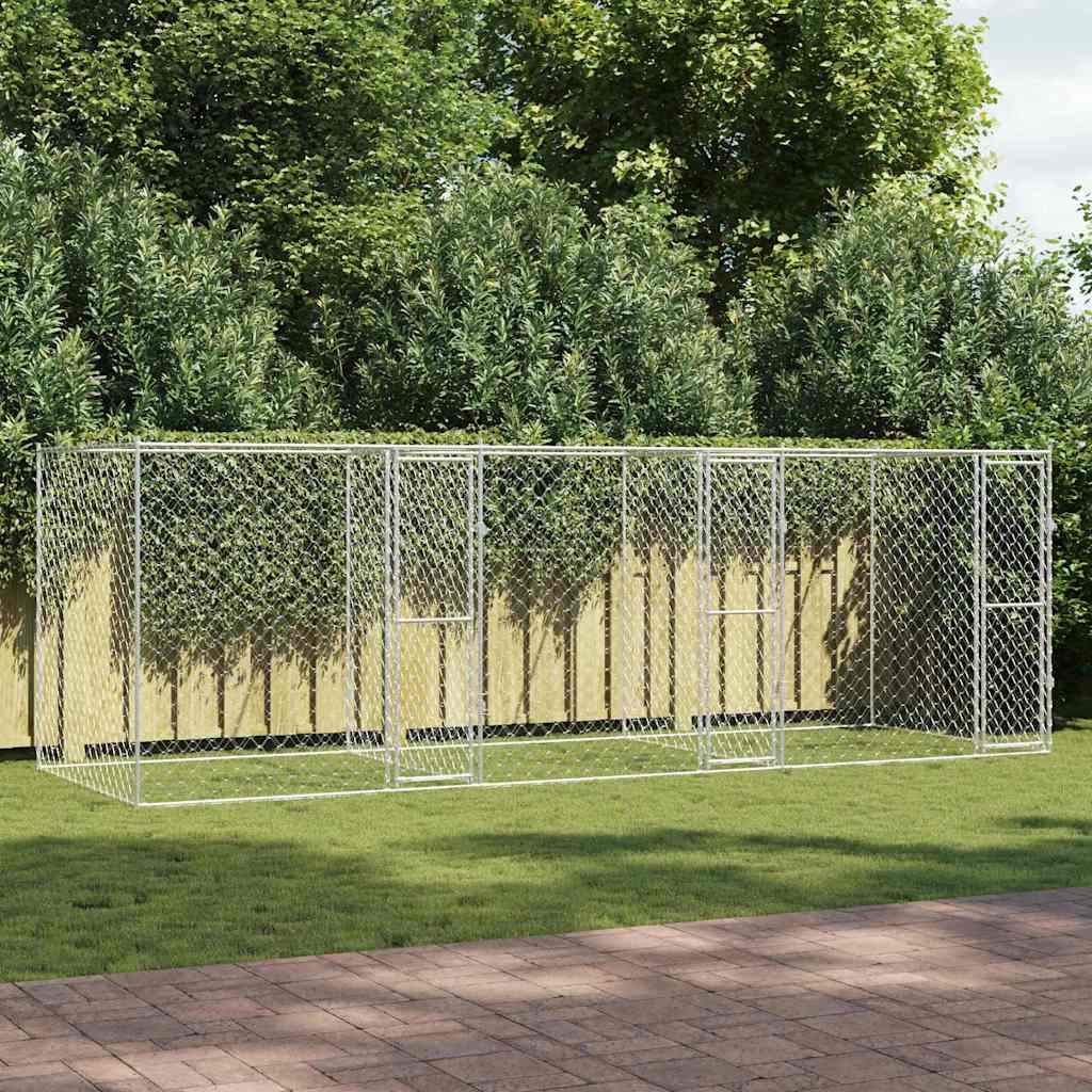 vidaXL Hundekäfig Silber 600 x 200 x 200 cm Verzinkter Stahl