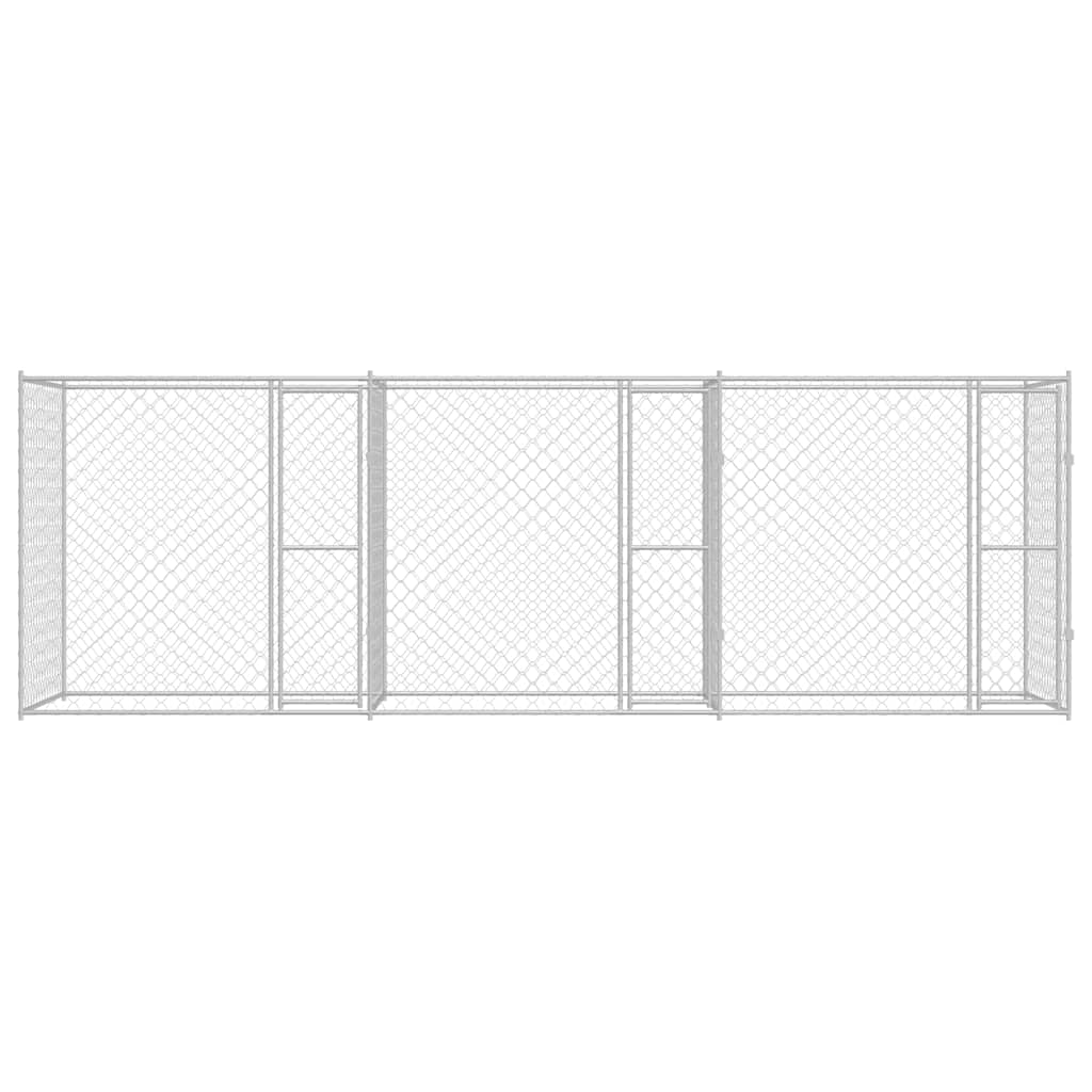 vidaXL Hundekäfig Silber 600 x 200 x 200 cm Verzinkter Stahl - Image 3
