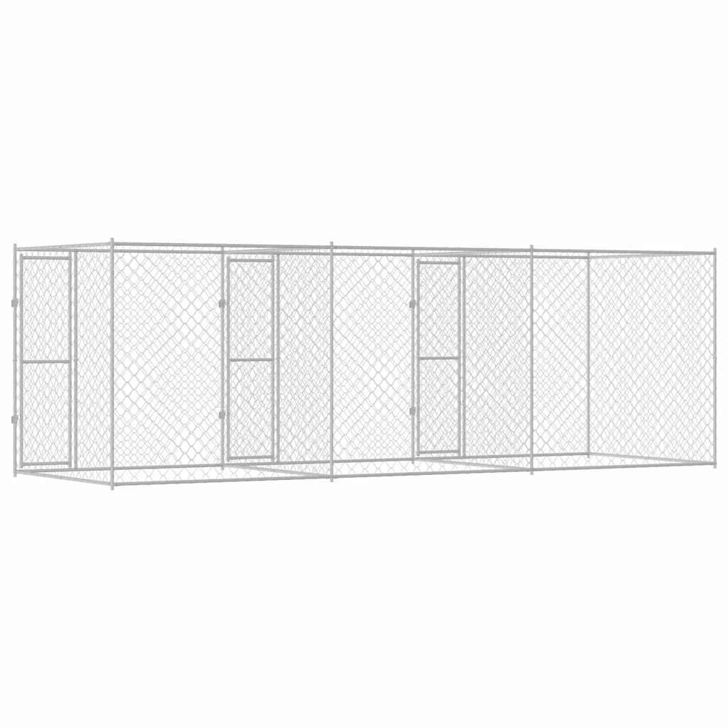 vidaXL Hundekäfig Silber 600 x 200 x 200 cm Verzinkter Stahl - Image 5