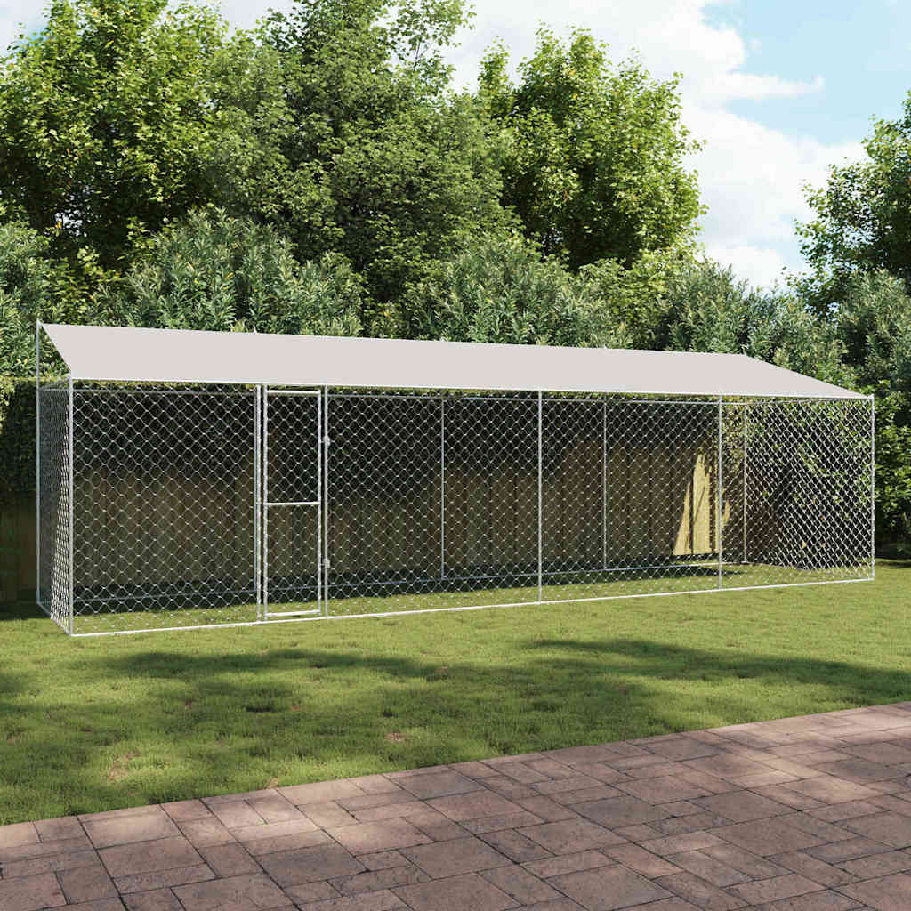 vidaXL Hundekäfig Silber 800 x 200 x 256 cm Verzinkter Stahl