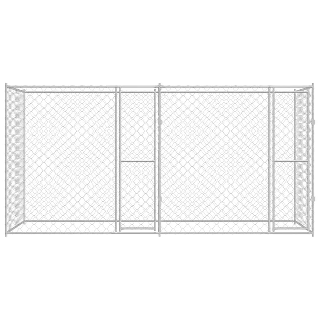vidaXL Hundekäfig Silber 400 x 200 x 200 cm Verzinkter Stahl - Image 3