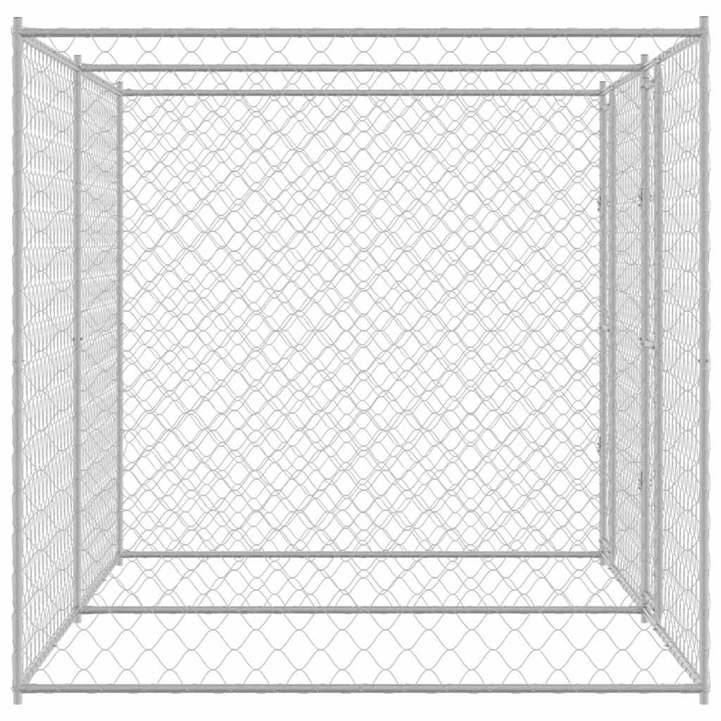 vidaXL Hundekäfig Silber 400 x 200 x 200 cm Verzinkter Stahl - Image 4