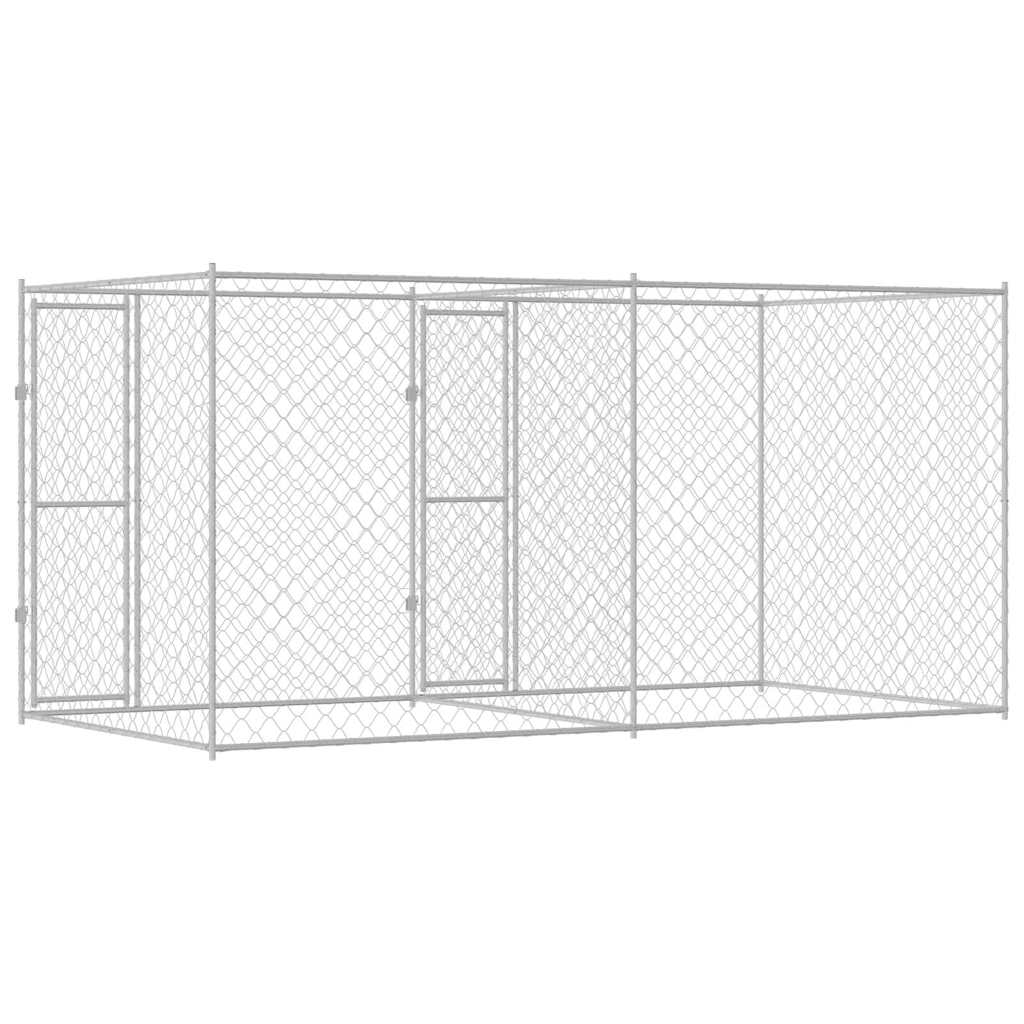vidaXL Hundekäfig Silber 400 x 200 x 200 cm Verzinkter Stahl - Image 5