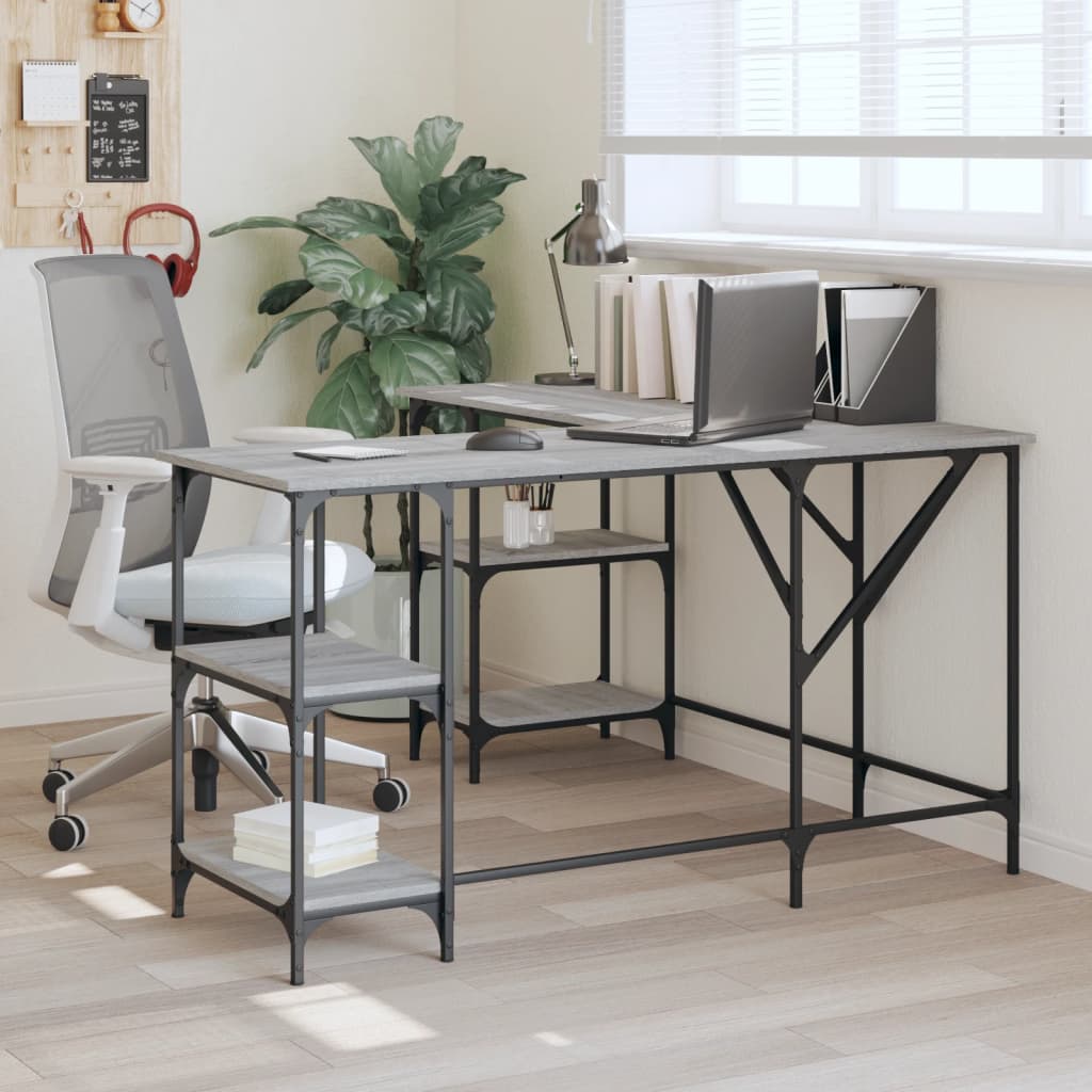 vidaXL Bureau sonoma gris 139x139x75 cm bois d'ingénierie