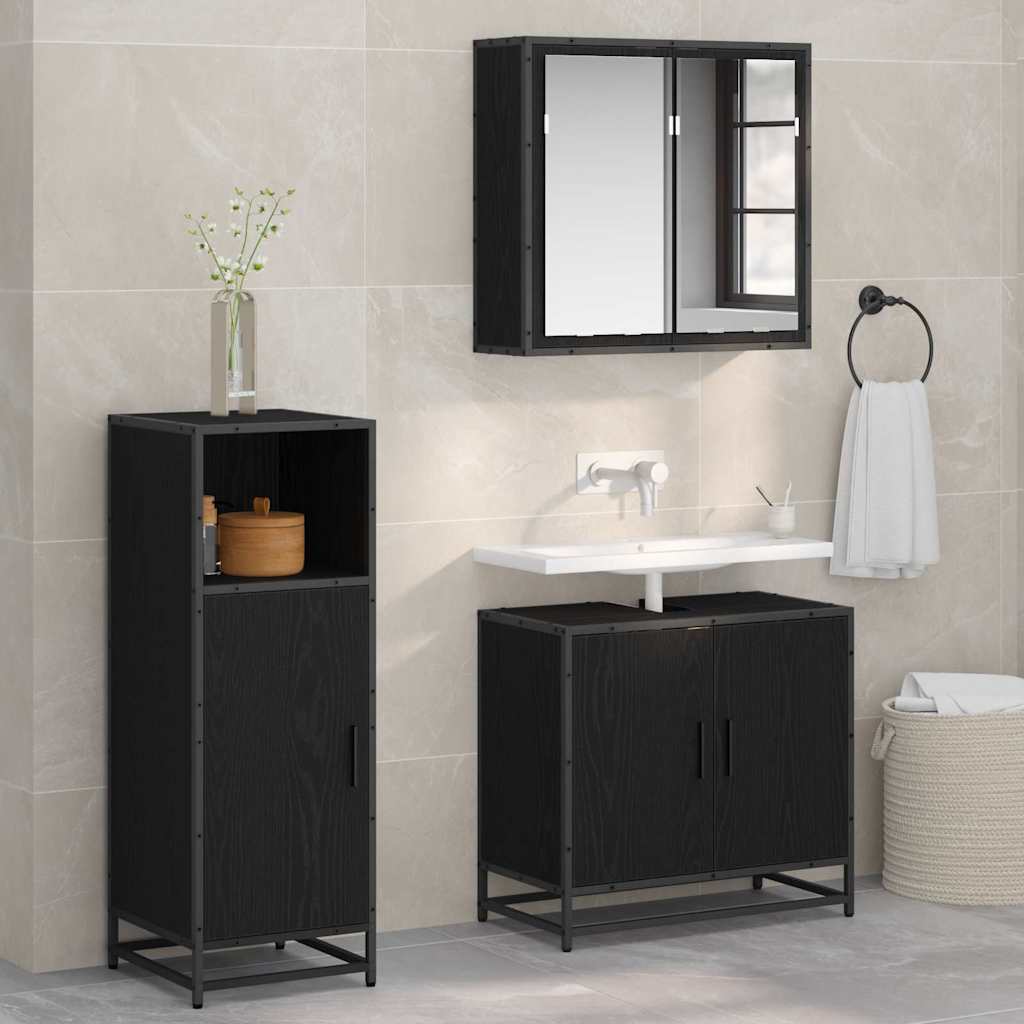 vidaXL Ensemble de mobilier de salle de bain avec étagère Chêne noir