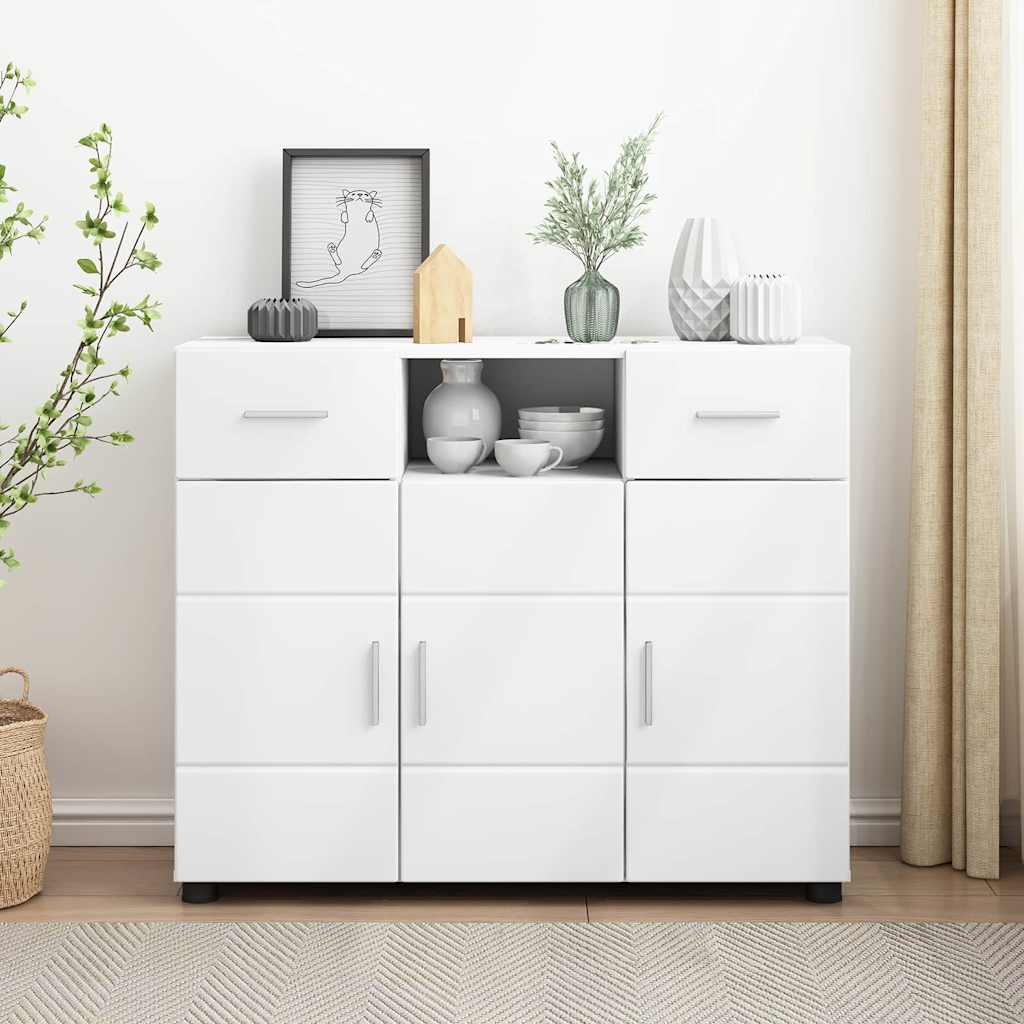 vidaXL Buffet avec tiroir Blanc 88,5 x 30,5 x 73 cm Bois d'ingénierie