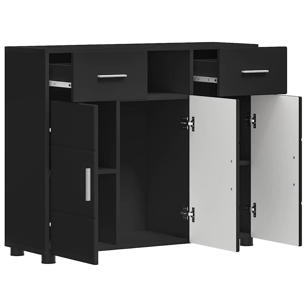 vidaXL Buffet avec tiroir Noir 88,5 x 30,5 x 73 cm Bois d'ingénierie - Image 5