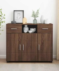 vidaXL Buffet Chêne marron 88,5 x 30,5 x 73 cm Bois d'ingénierie