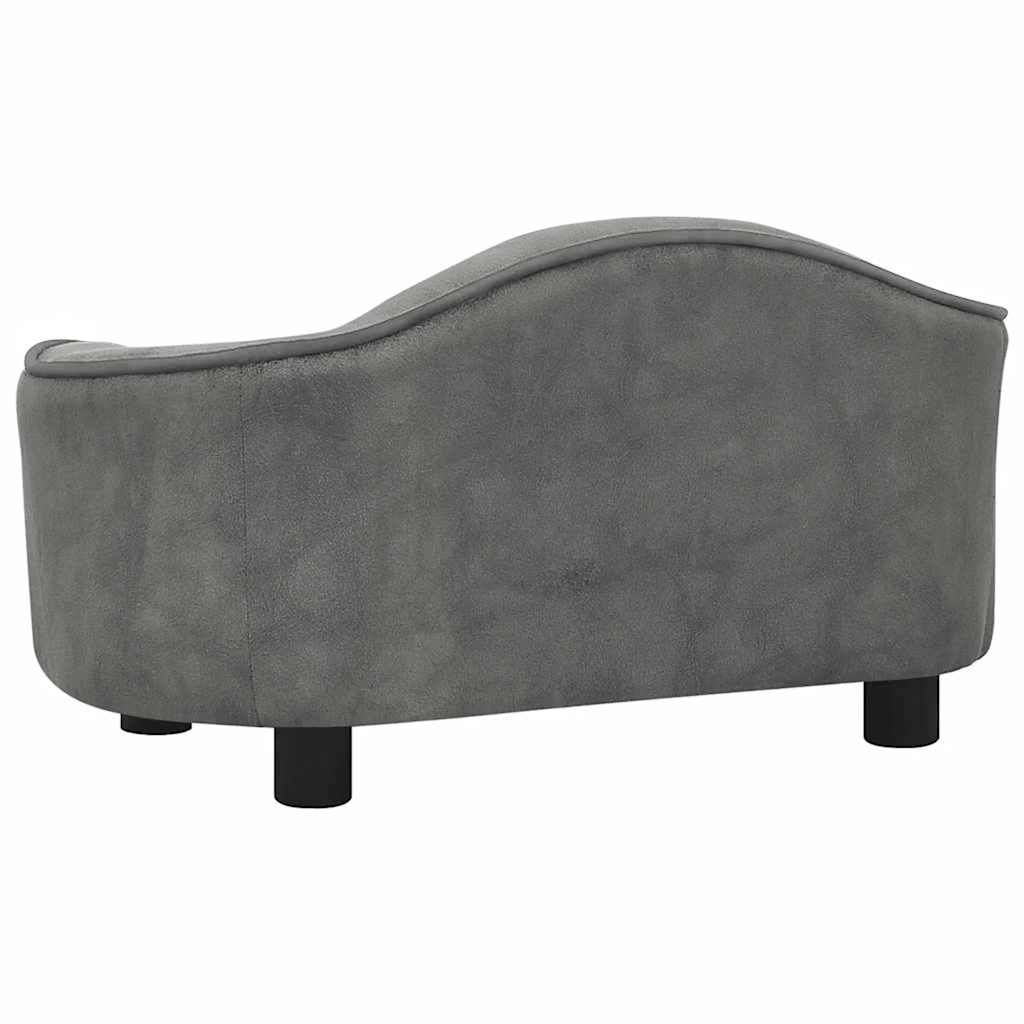 vidaXL Sofá para perros felpa gris 67x47x36 cm - Image 5