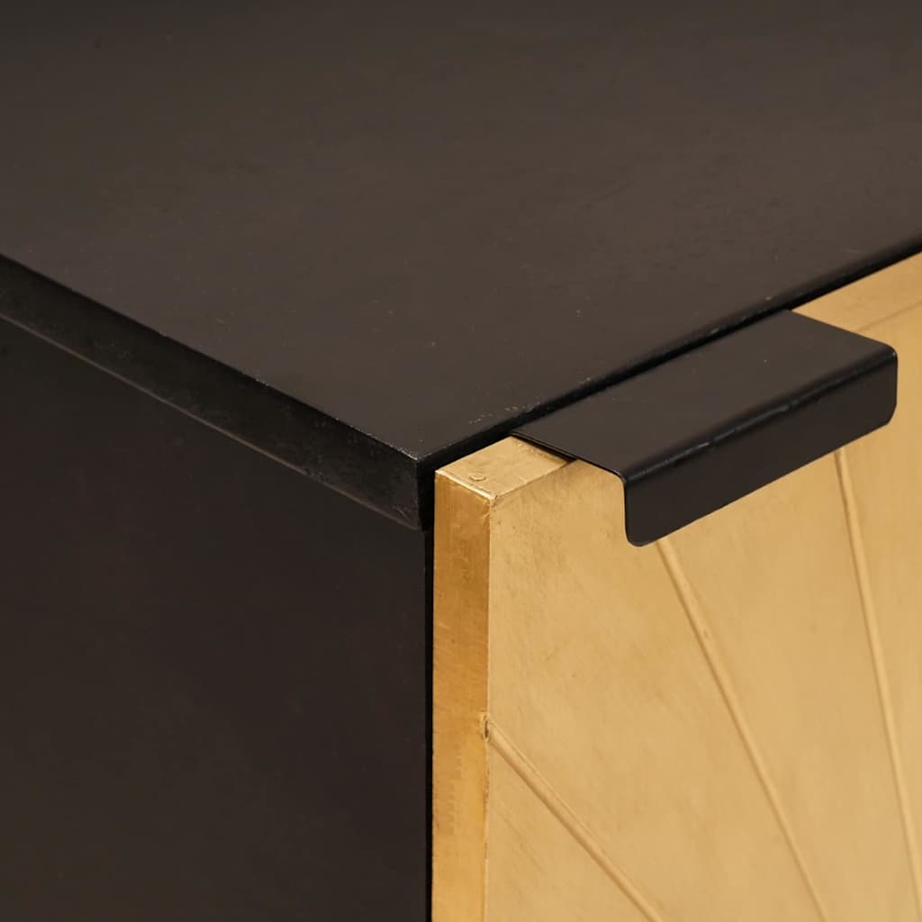 vidaXL Vitrina Negro y dorado 40 x 33 x 75 cm madera maciza de mango - Image 6