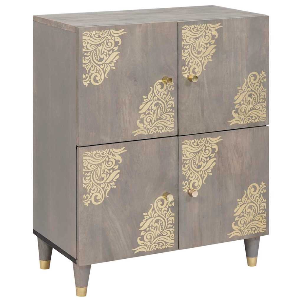 vidaXL Aparador Gris y dorado 60 x 33 x 75 cm Madera de mango maciza