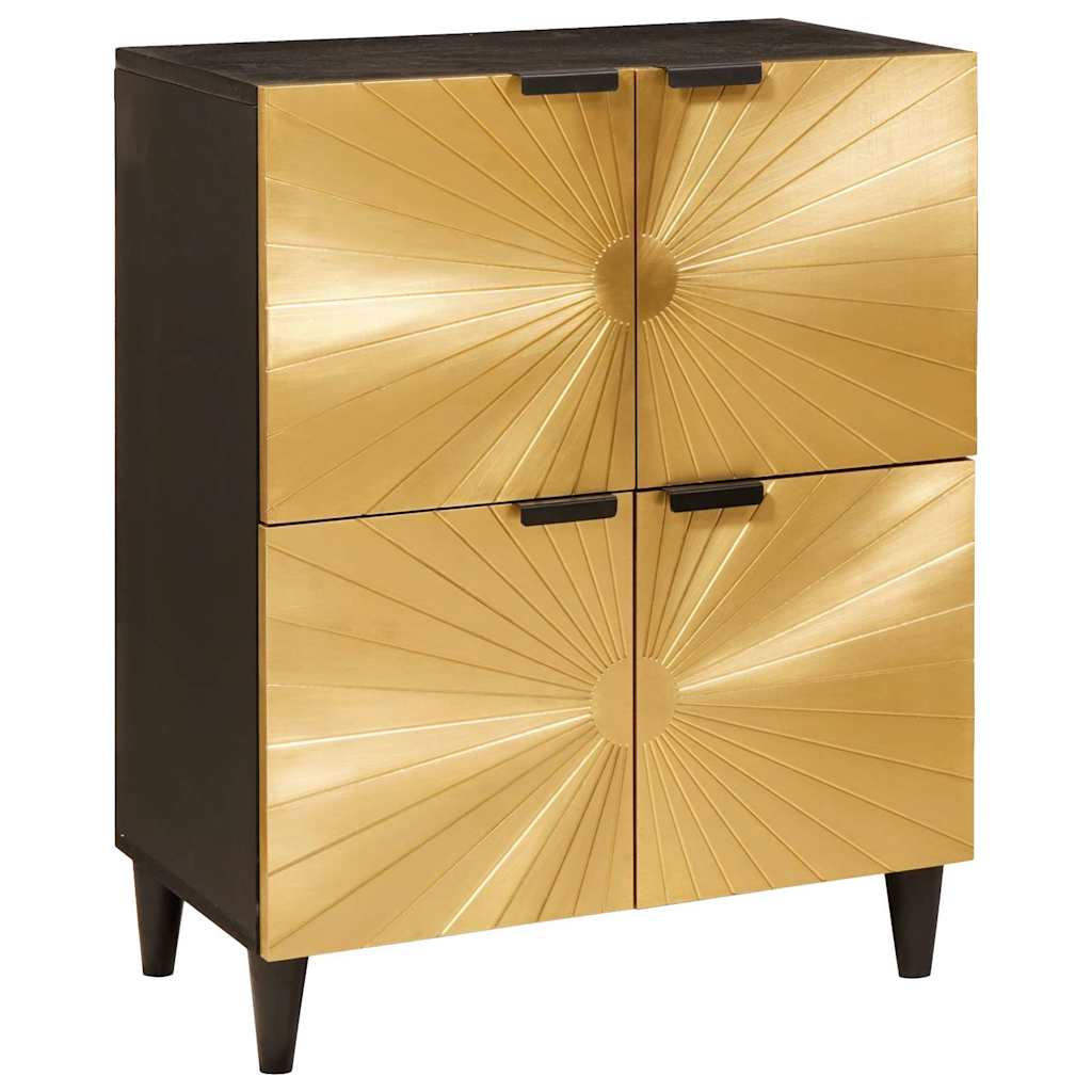 vidaXL Armario auxiliar con puerta Negro y dorado 60 x 33.5 x 75 cm