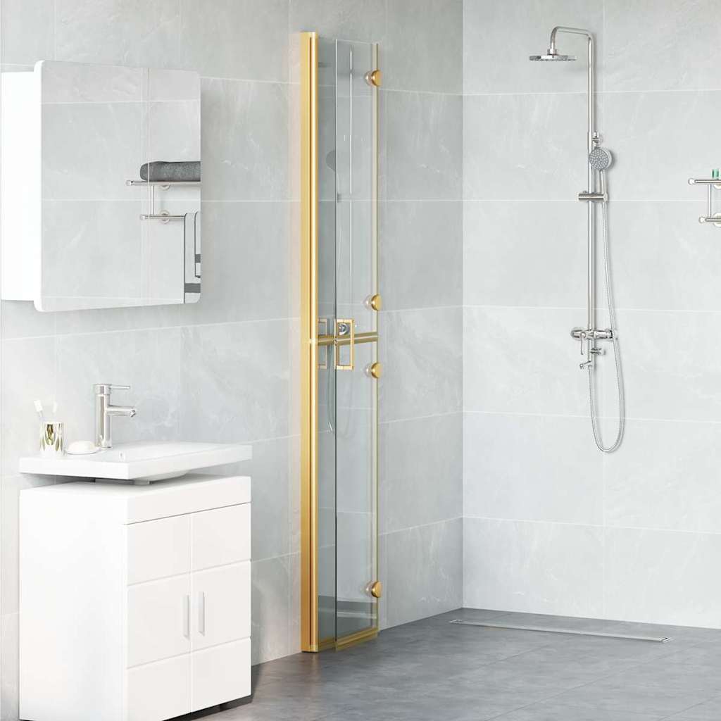 vidaXL Walk-in Duschwand Gold 70 x 6.5 x 190 cm Energiesparendes Glas - Image 3