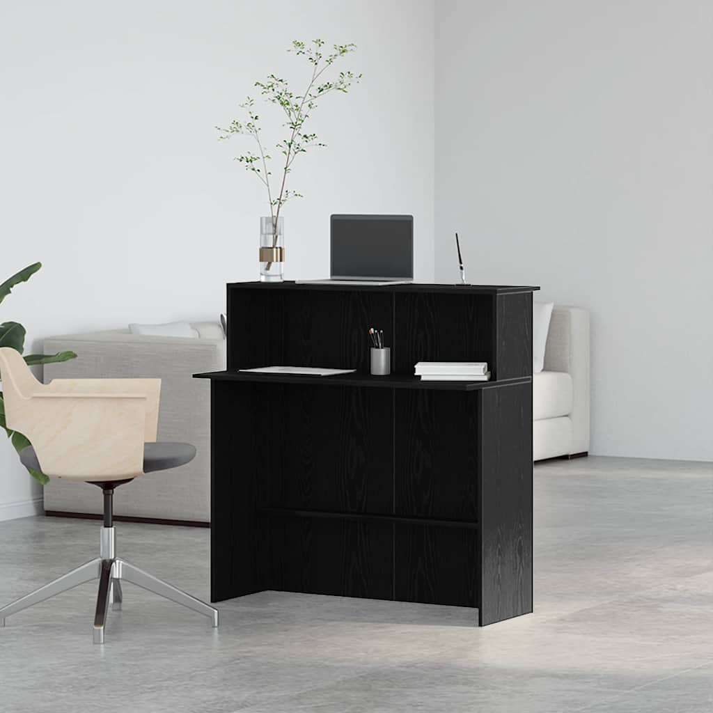 vidaXL Empfangstheke Schwarz 100x50x103,5 cm Holzwerkstoff - Image 4