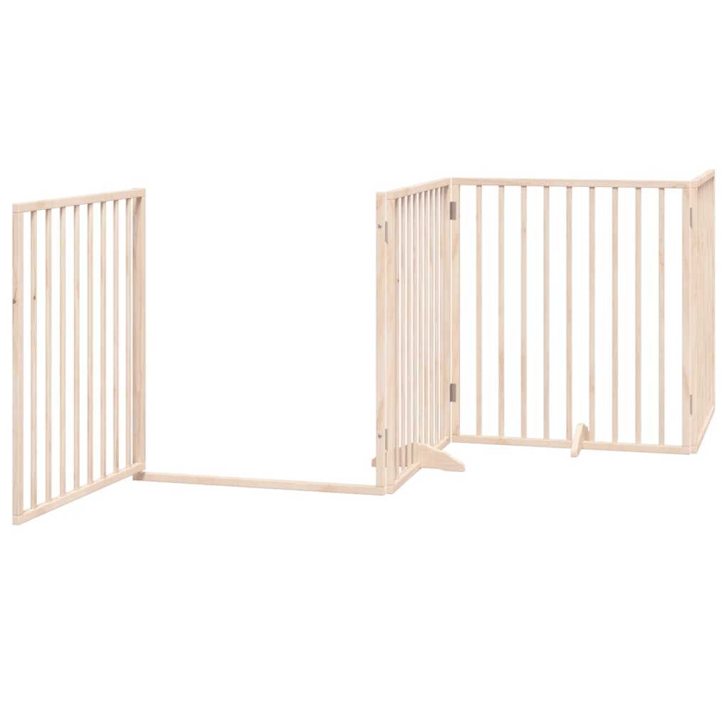 vidaXL Puerta para perros plegable 4 paneles madera de álamo 320 cm - Image 4