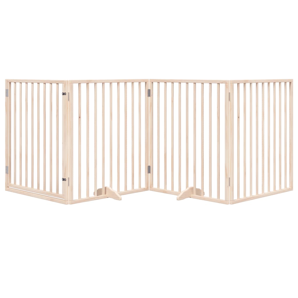 vidaXL Puerta para perros plegable 4 paneles madera de álamo 320 cm - Image 3