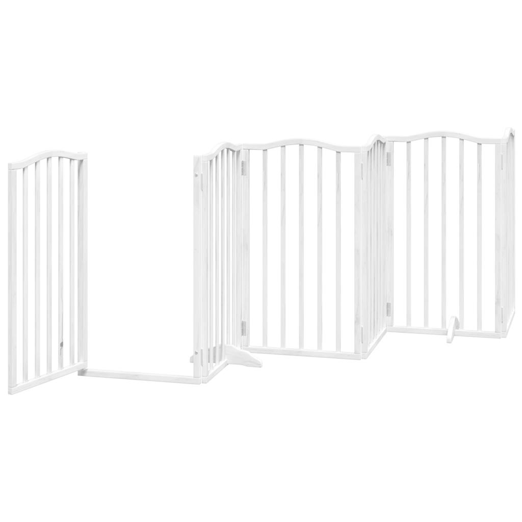 vidaXL Puerta para perros plegable 3 paneles madera álamo blanca 300cm - Image 4