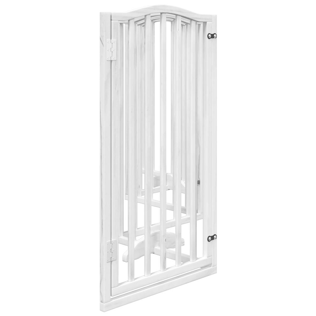 vidaXL Puerta para perros plegable 3 paneles madera álamo blanca 300cm - Image 5