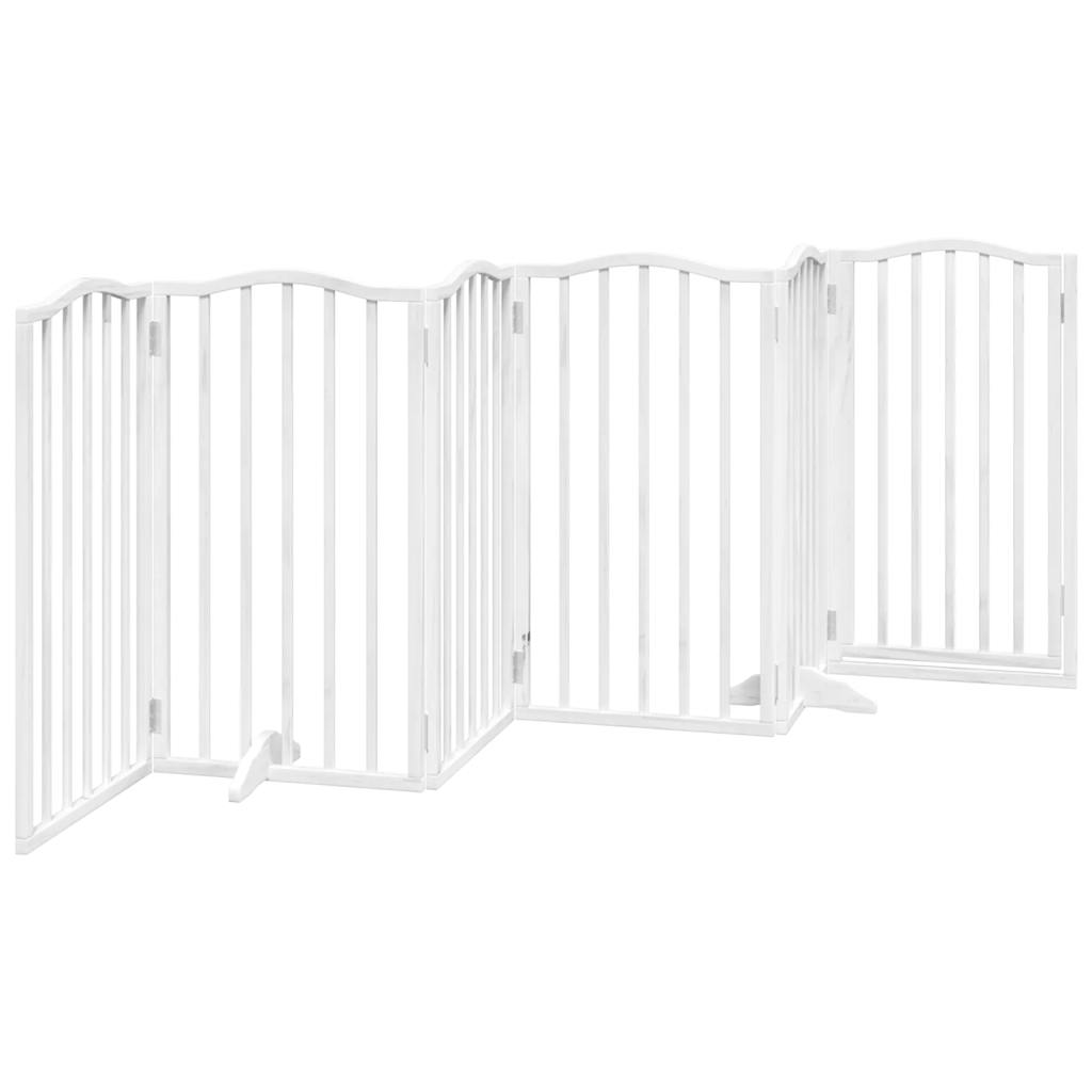 vidaXL Puerta para perros plegable 3 paneles madera álamo blanca 300cm - Image 6