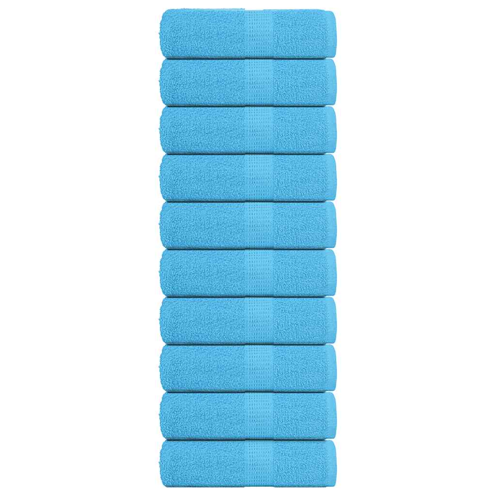 vidaXL Serviettes d'invité 10 pcs turquoise 30x50cm 360g/m² 100% coton