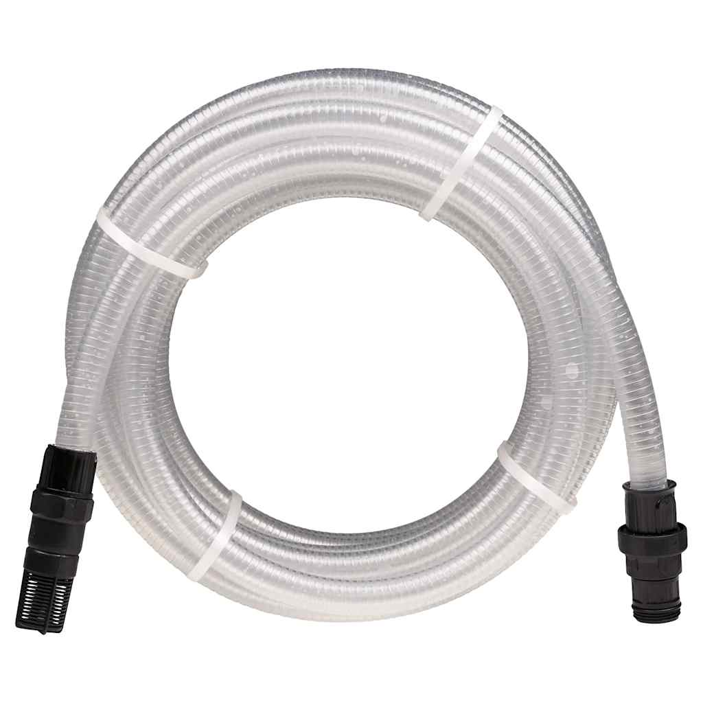 vidaXL Tuyau d'aspiration avec raccords en PVC transparent 1" 10 m PVC