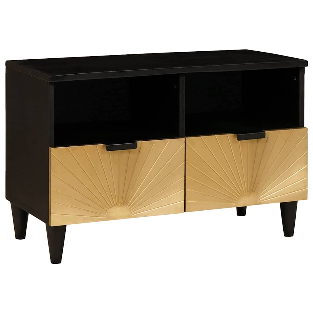 vidaXL Mueble de TV con cajón Negro y dorado 70 x 33 x 46 cm