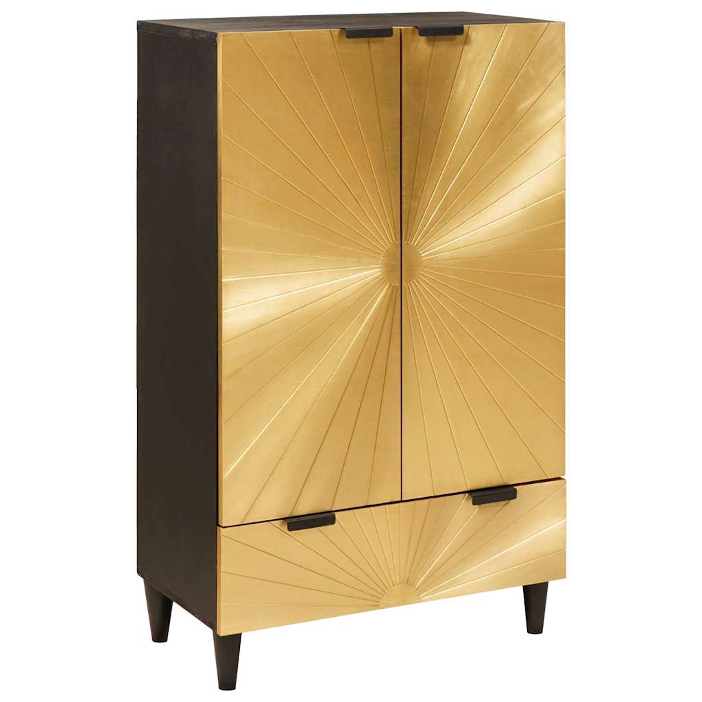vidaXL Armario auxiliar con cajón Negro y dorado 60 x 33.5 x 100 cm