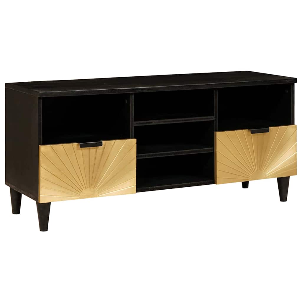 vidaXL Mueble de TV con cajón Negro y dorado 100 x 33 x 46 cm