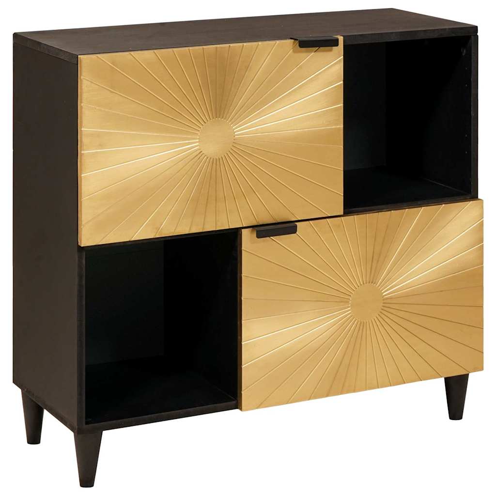 vidaXL Armario auxiliar con puerta Negro y dorado 80 x 33.5 x 75 cm