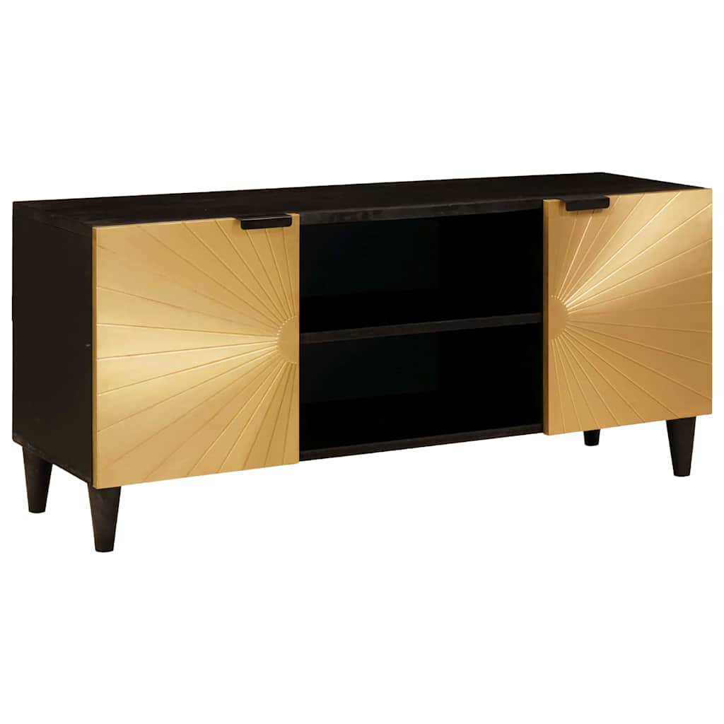 vidaXL Mueble de TV con estante Negro y dorado 105 x 33 x 46 cm