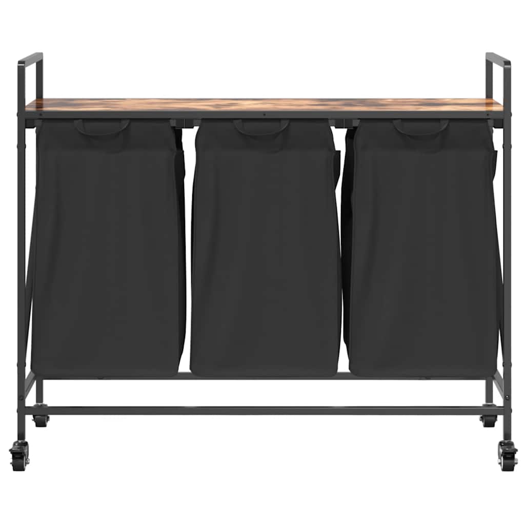 vidaXL Wäschekorb 3 Fächer mit Rollen Räuchereiche - Image 6