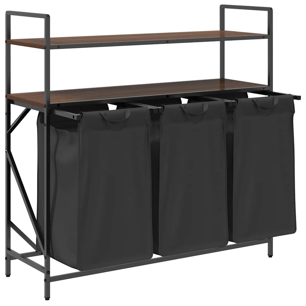 vidaXL Wäschekorb 3 Fächer mit Ablagen Braune Eiche - Image 5