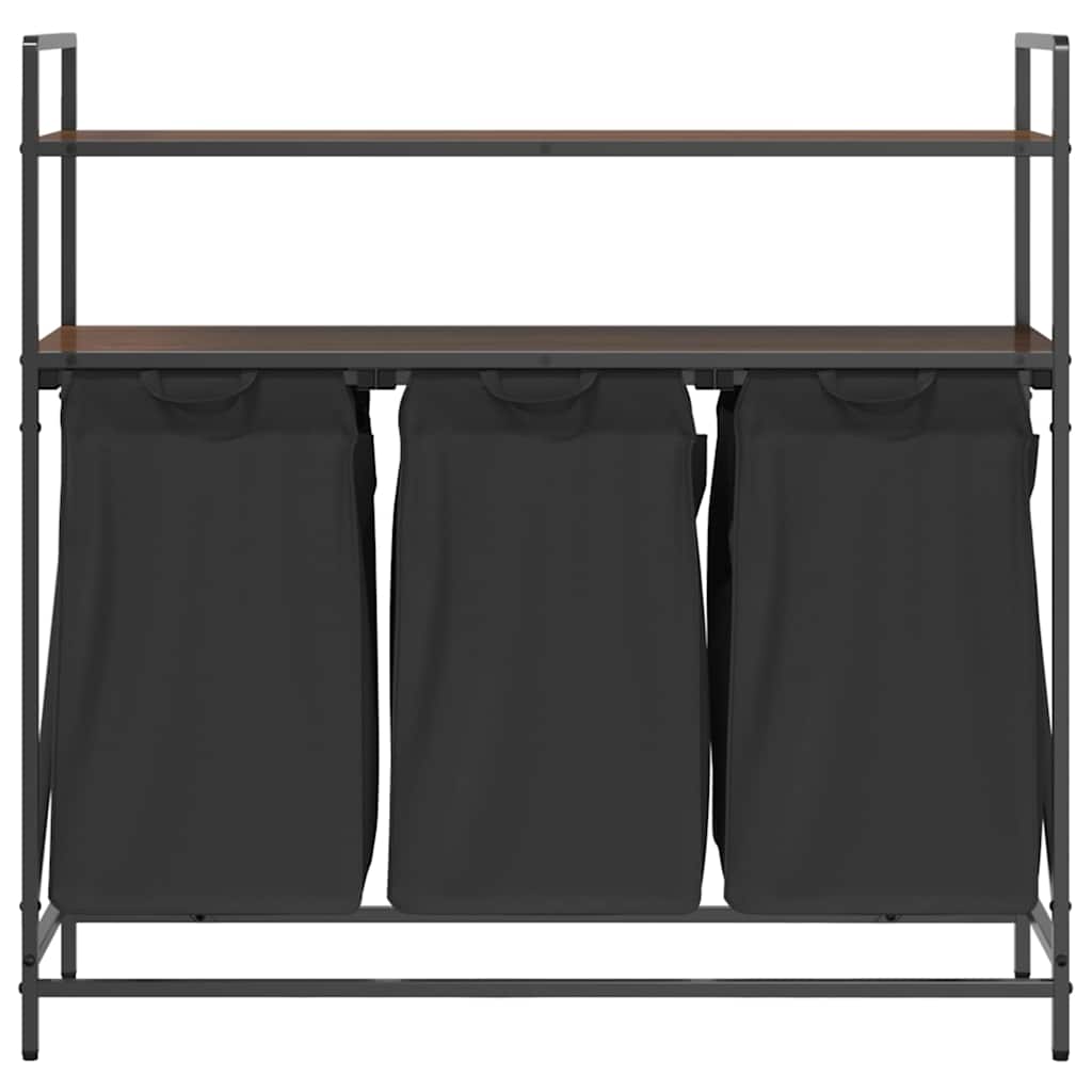 vidaXL Wäschekorb 3 Fächer mit Ablagen Braune Eiche - Image 6