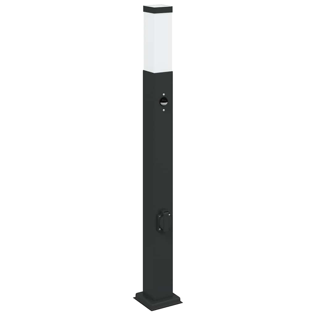 vidaXL Pollerleuchten mit Sensor&Steckdose 3 Stk. 80 cm Schwarz IP44 - Image 4
