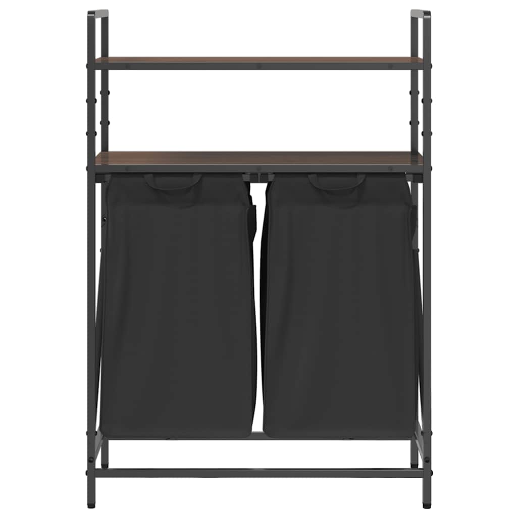 vidaXL Wäschekorb 2 Fächer mit Ablagen Braune Eiche - Image 6