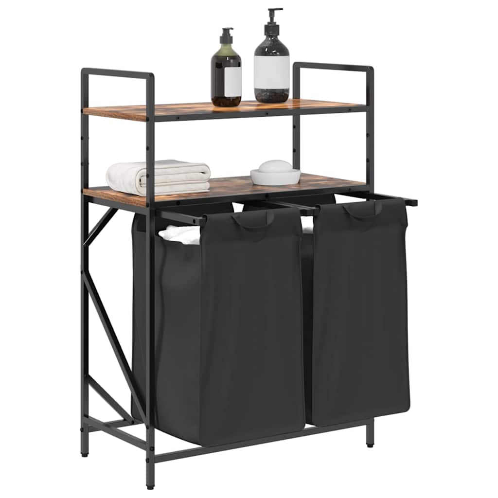 vidaXL Wäschekorb 2 Fächer mit Ablagen Räuchereiche - Image 4