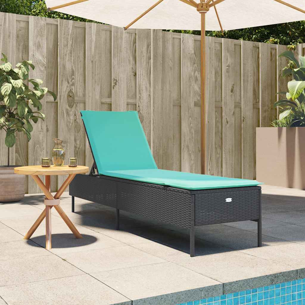 vidaXL Sonnenliege mit Kissen Schwarz Poly Rattan - Image 3