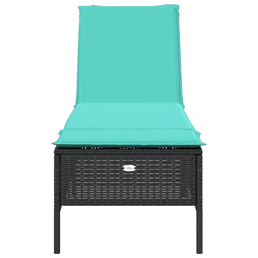 vidaXL Sonnenliege mit Kissen Schwarz Poly Rattan - Image 4