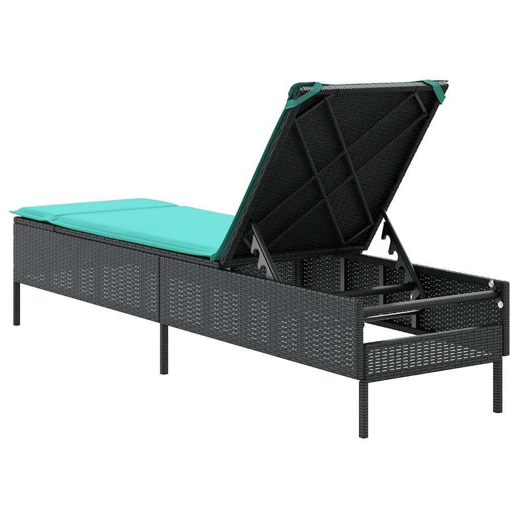 vidaXL Sonnenliege mit Kissen Schwarz Poly Rattan - Image 6