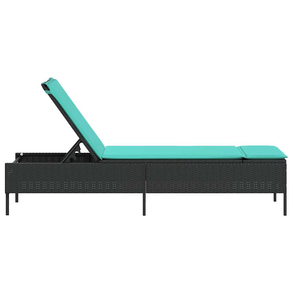 vidaXL Sonnenliege mit Kissen Schwarz Poly Rattan - Image 5